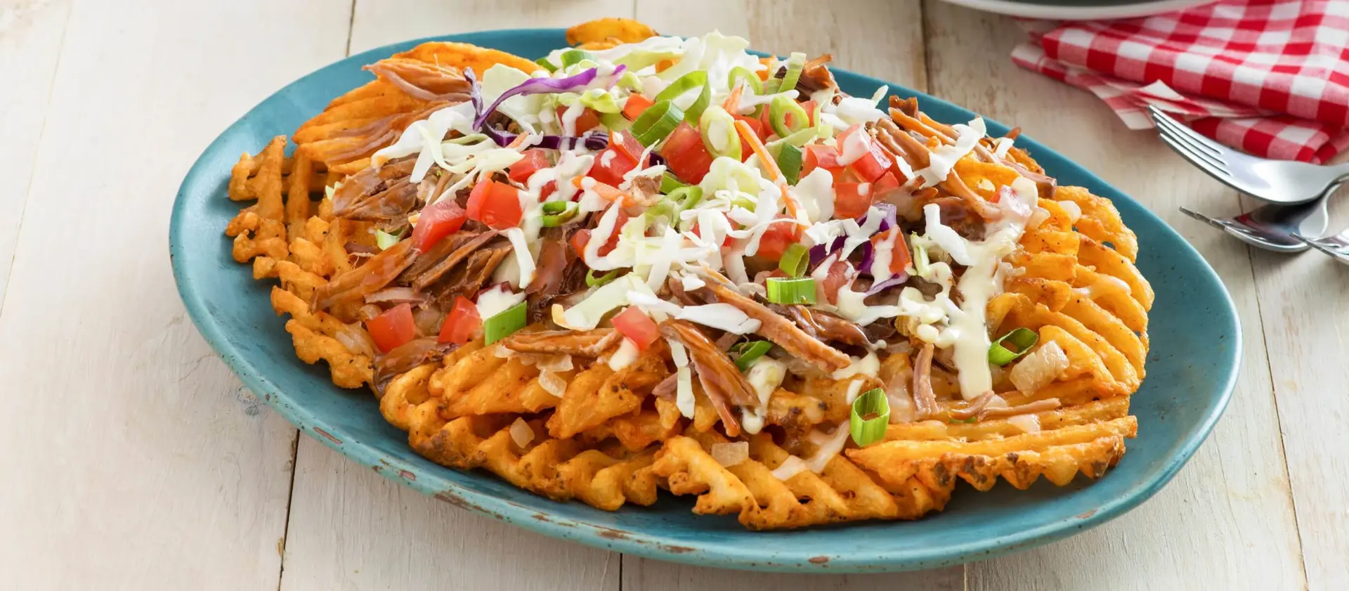 Pulled Pork Waffle Nachos